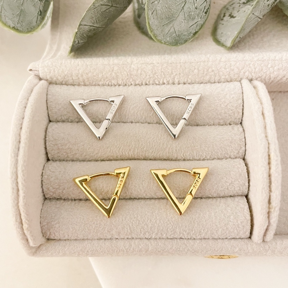 925 Sterling Silver Triangle Huggies Triangle Hoop Earrings Dainty Small Hoops